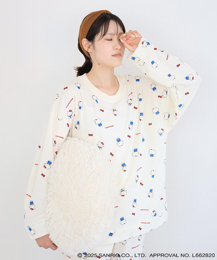 ハローキティワッフルルームウェア上下セット