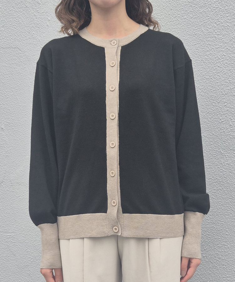 バイカラーカーディガン