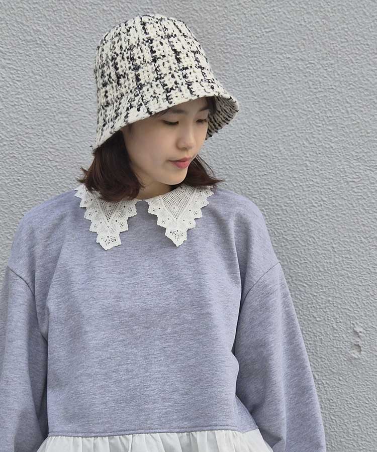 ラメツイードサーモハット