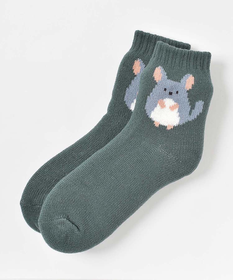 チンチラワンポイント裏ボアソックス