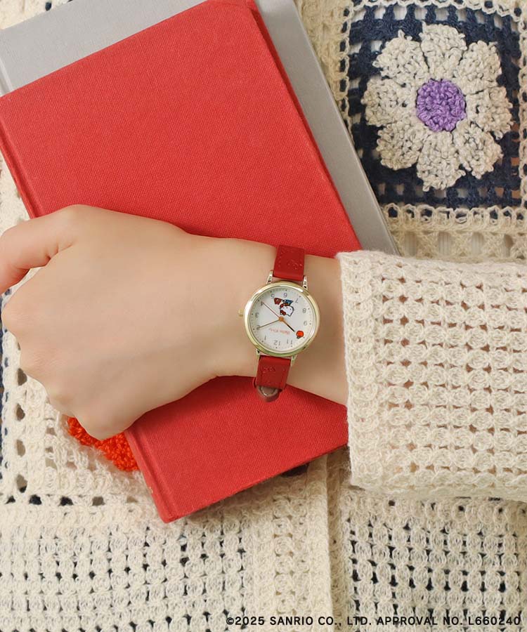 Hello Kittyリボン型押しウォッチ