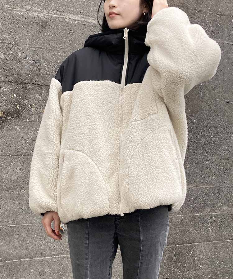 リバーシブルボアブルゾン