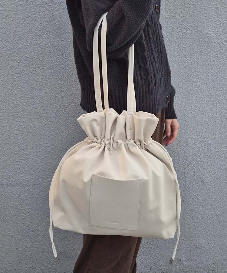 巾着フロントポケットトート