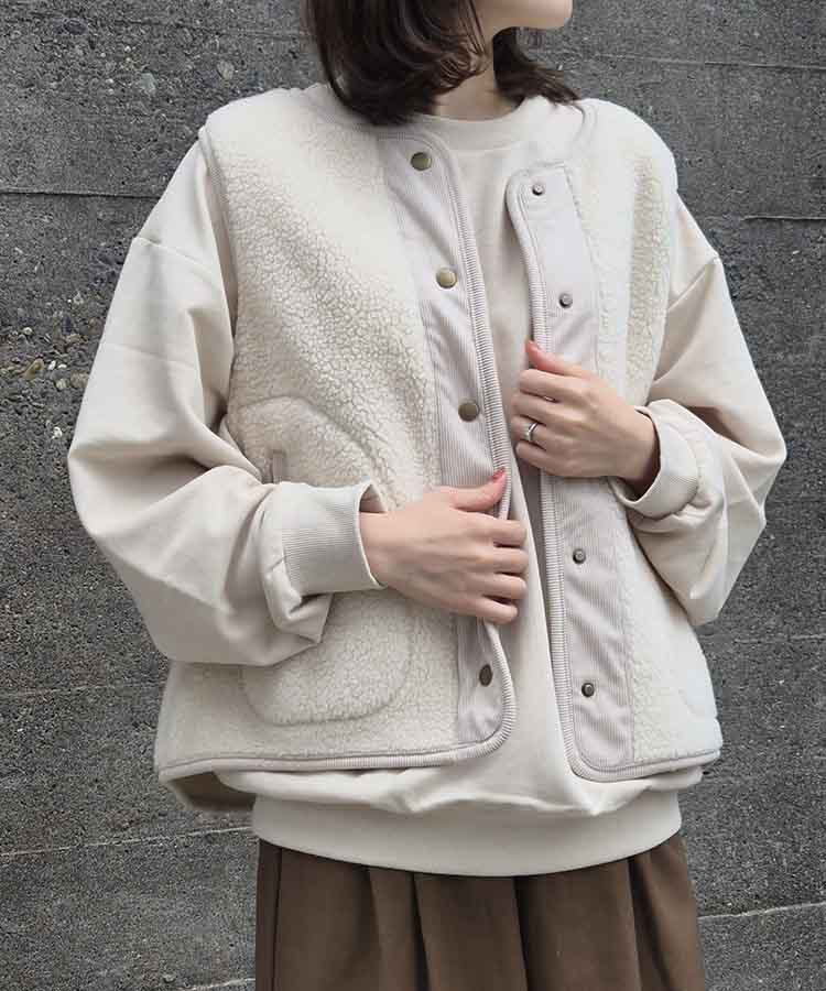 ボア無地ベスト