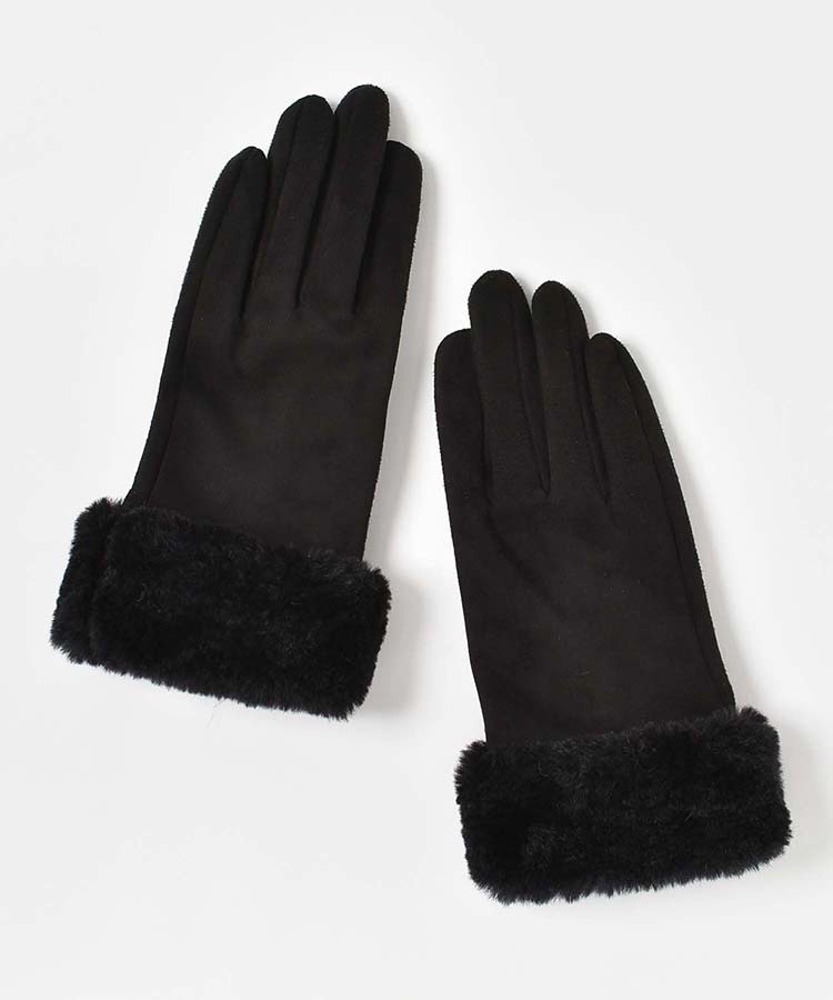 フェイクスエード指フードファーグローブ