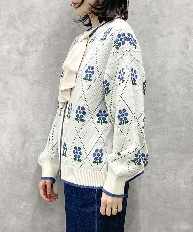 ≪SALE≫le petale フラワーダイヤニットカーディガン