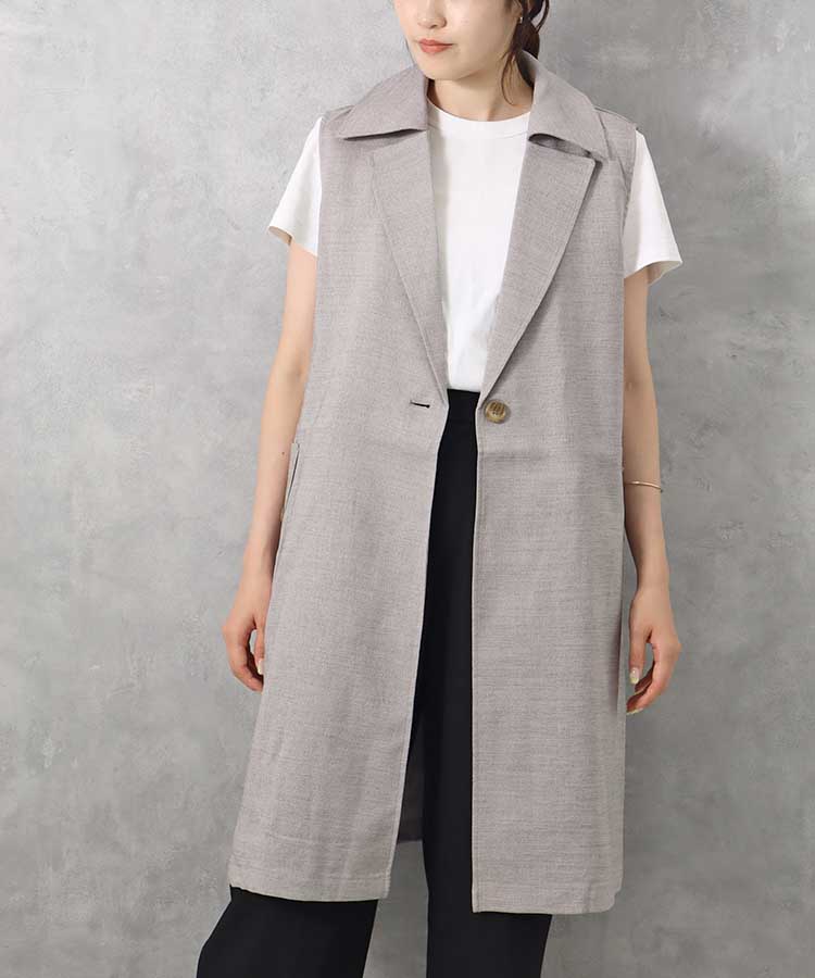 ≪SALE≫【WEB限定】リネンライクスリーブレスジャケット