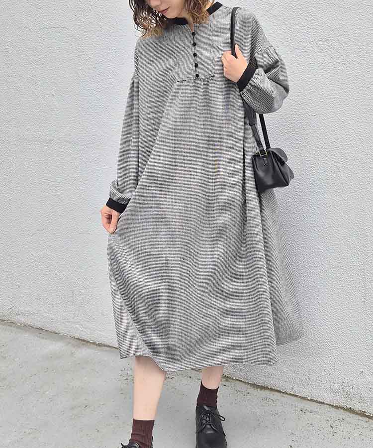 カフタンチェックワンピース