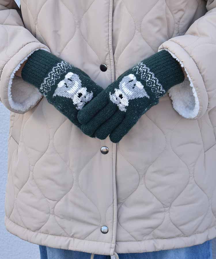 裏起毛シュナウザーニットグローブ