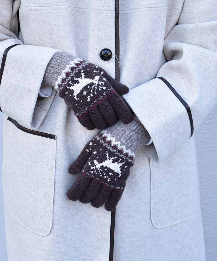 裏起毛トナカイニットグローブ