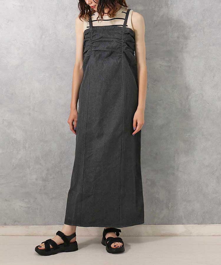 ≪SALE≫【WEB限定】デニムギャザーワンピース