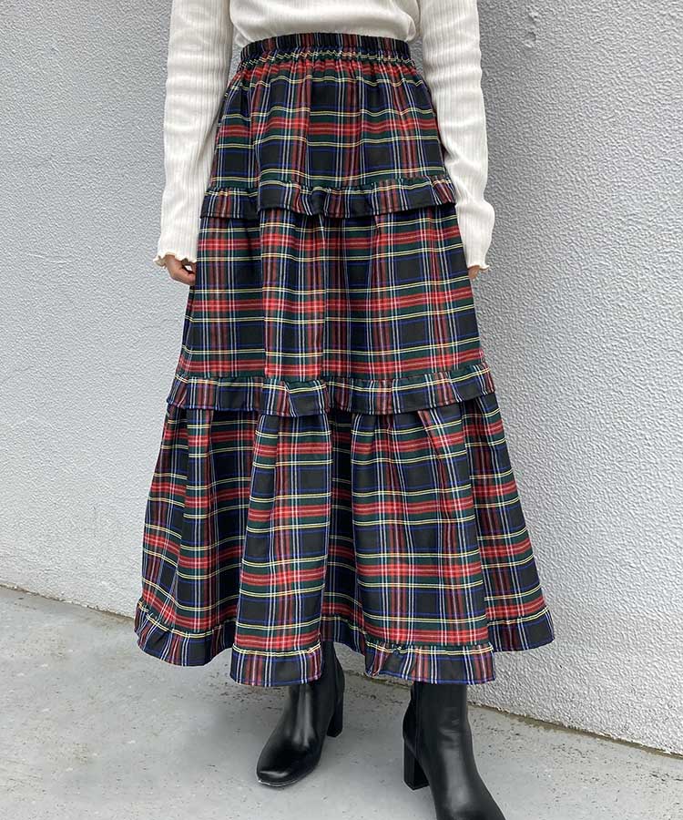 チェックティアードスカート