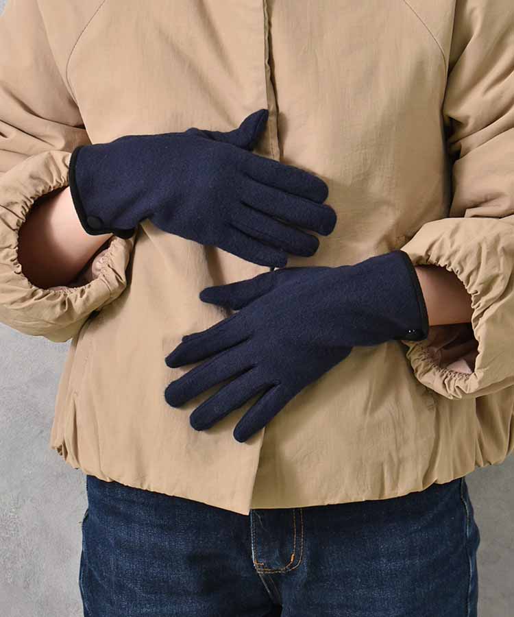 ボタンバイカラー指フードグローブ