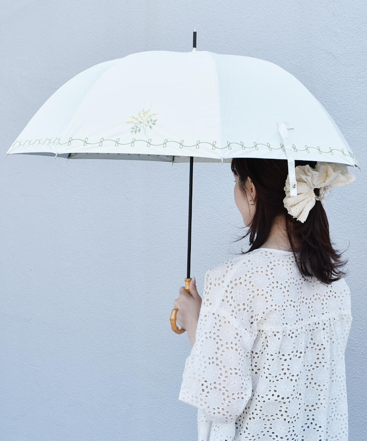 ミモザ刺繍晴雨兼用長傘