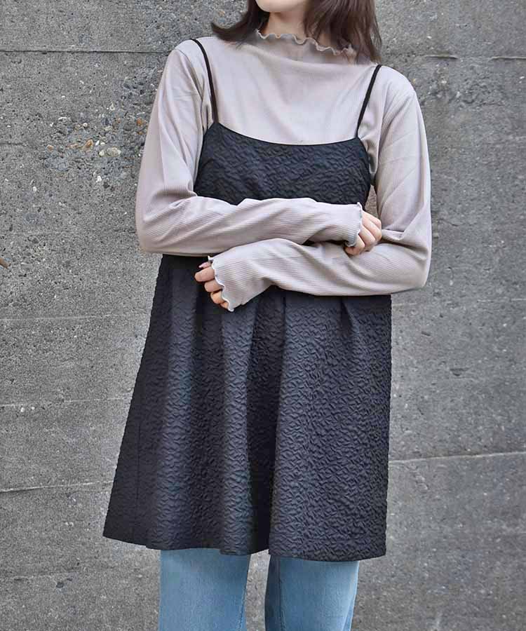 起毛リブプチハイネックロンT