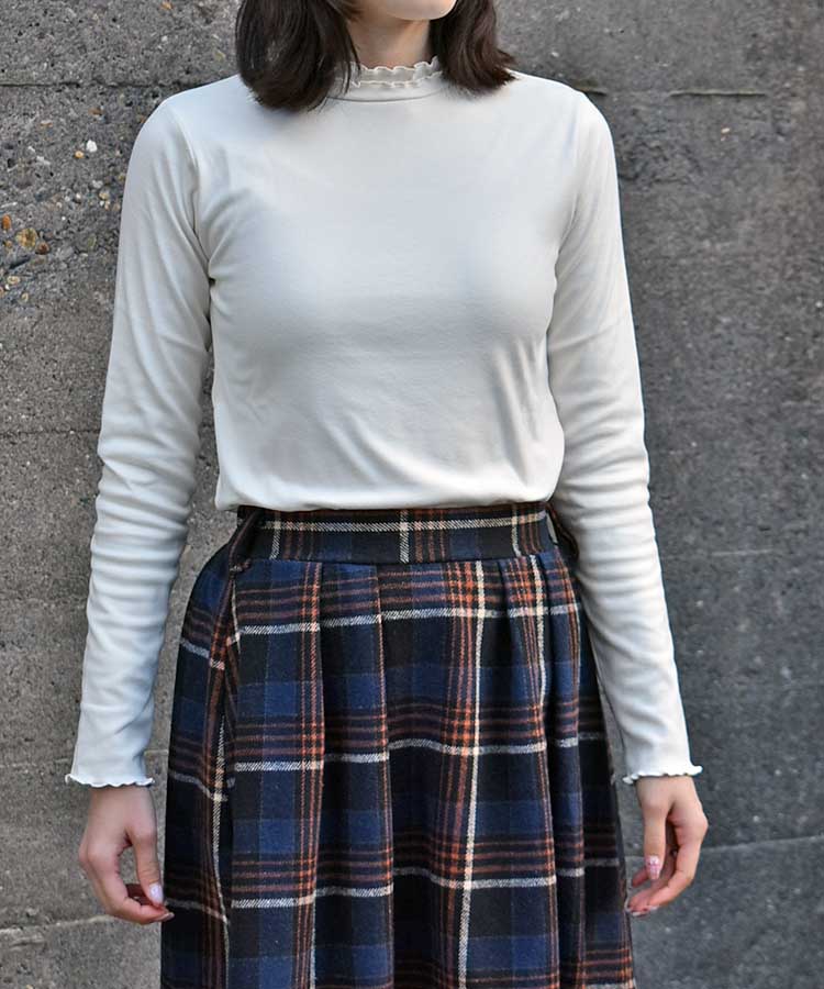 起毛リブWハイネックロンT