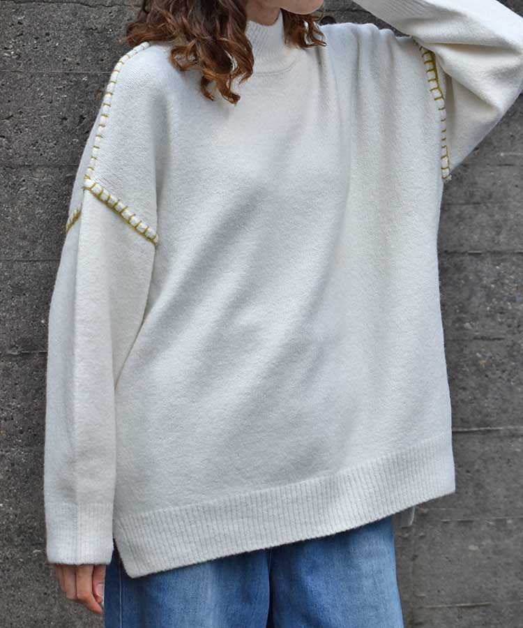 天竺配色ハンドステッチプルオーバー