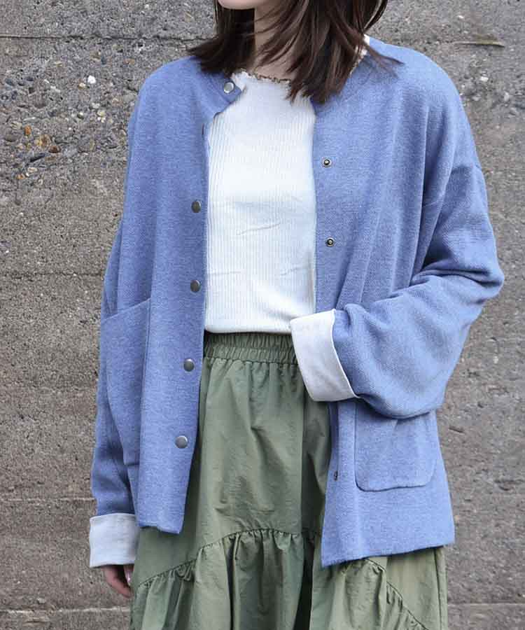 バイカラーニットカーディガン