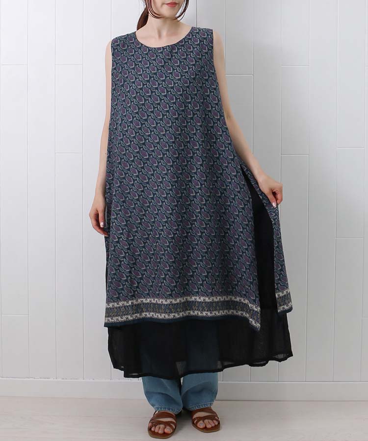 ≪SALE≫袖なしペイズリーワンピース