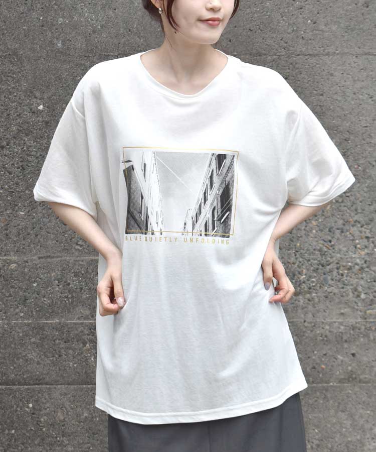 タウンフォトプリントTシャツ
