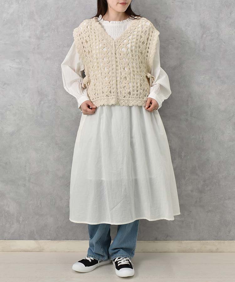 かぎ針サイドリボンベスト