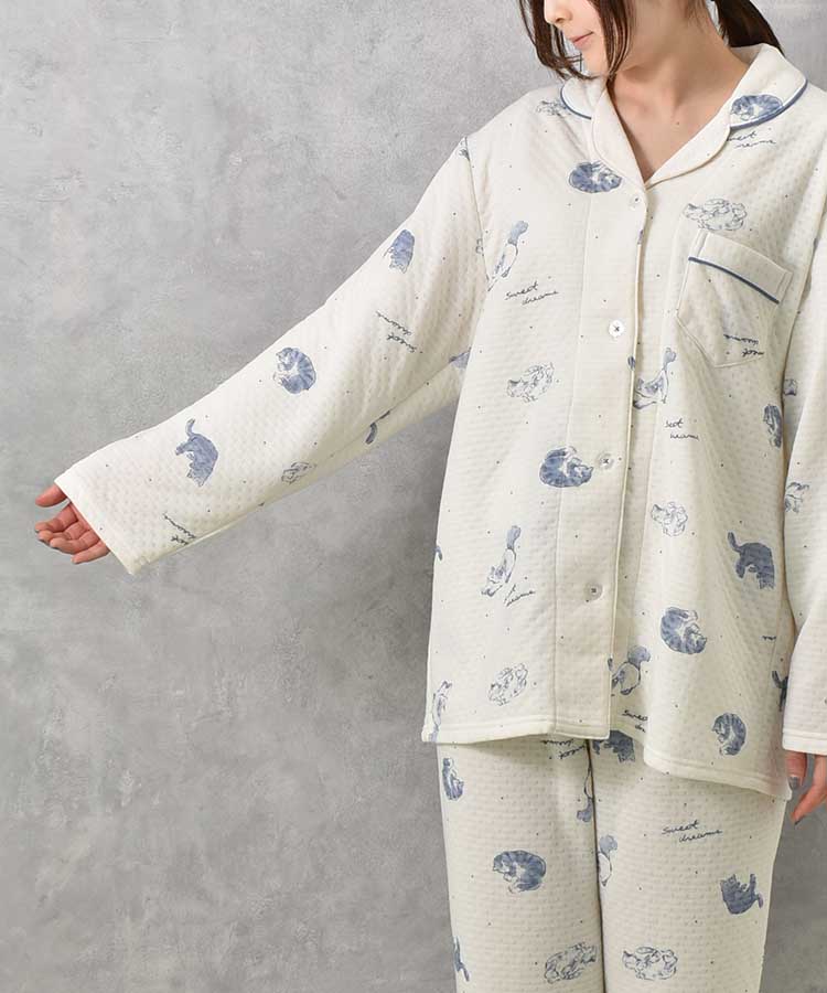 ねこ柄キルトパジャマ上下セット