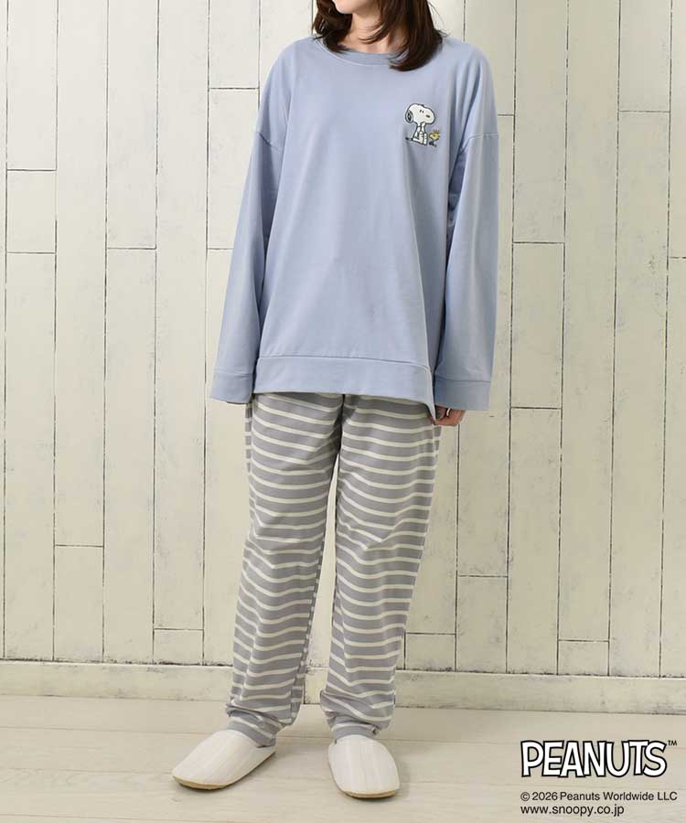 スヌーピーミニ裏毛ルームウェア上下セット