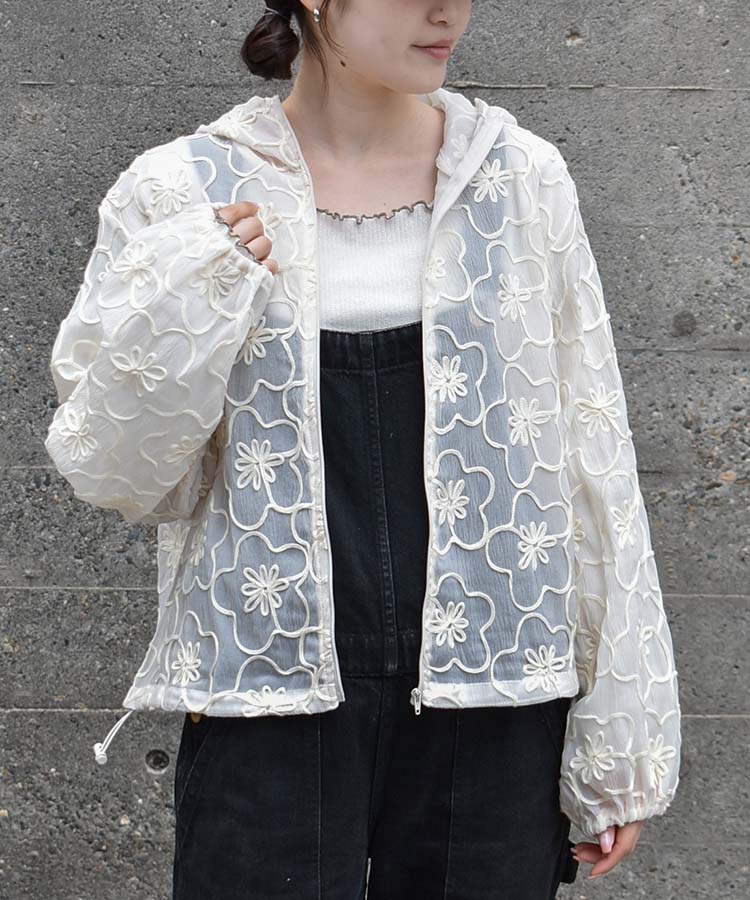 シアーフラワーフードブルゾン