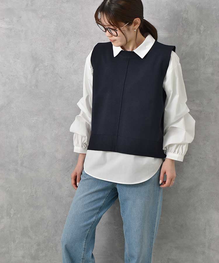 ニット付きブラウス