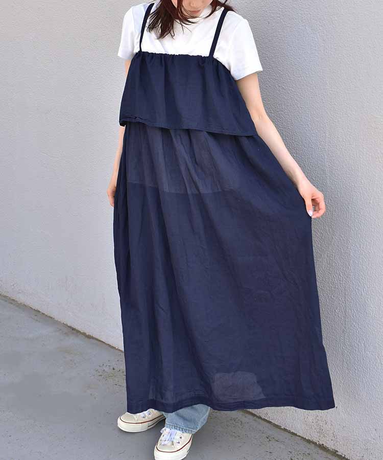 コットンガーゼデニムキャミワンピース