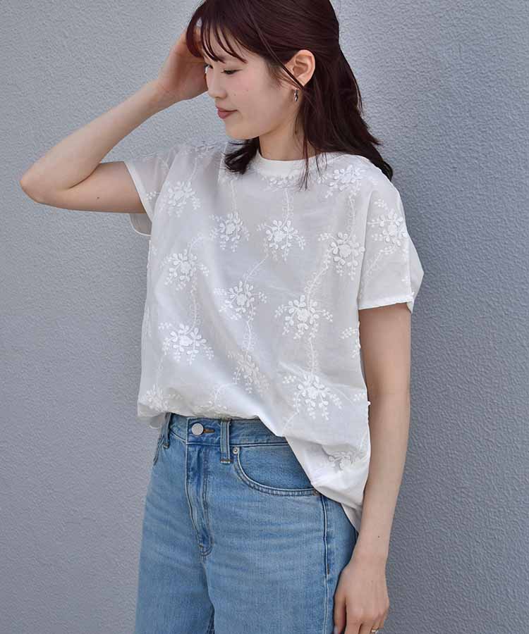 フラワー3D刺繍TシャツNO3