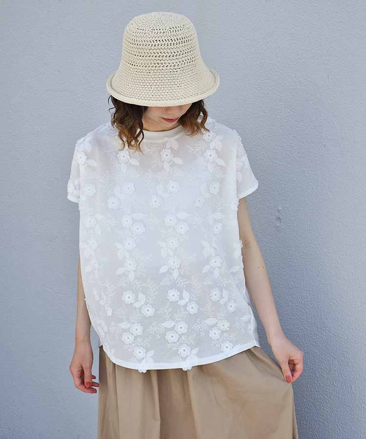 フラワー3D刺繍TシャツNO2