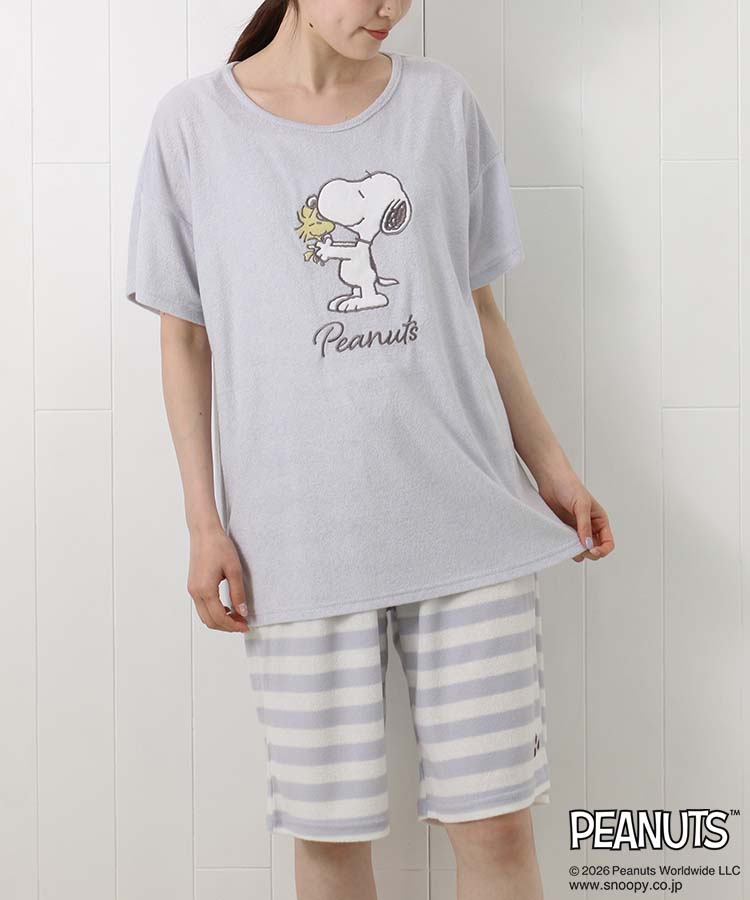 スヌーピー 半袖パイルルームウェア上下セット