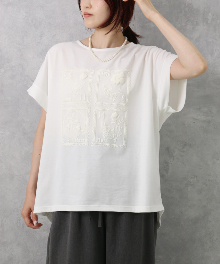 ボタニカル切手プリントTシャツ