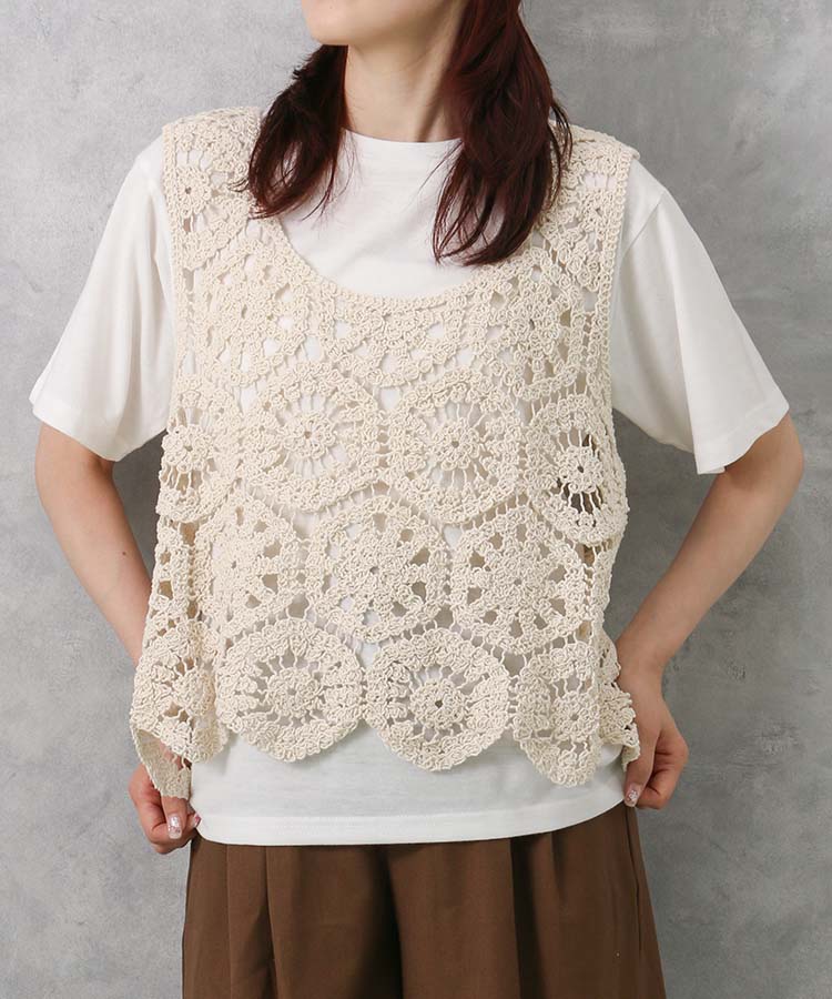 カギ針ベスト付Tシャツ