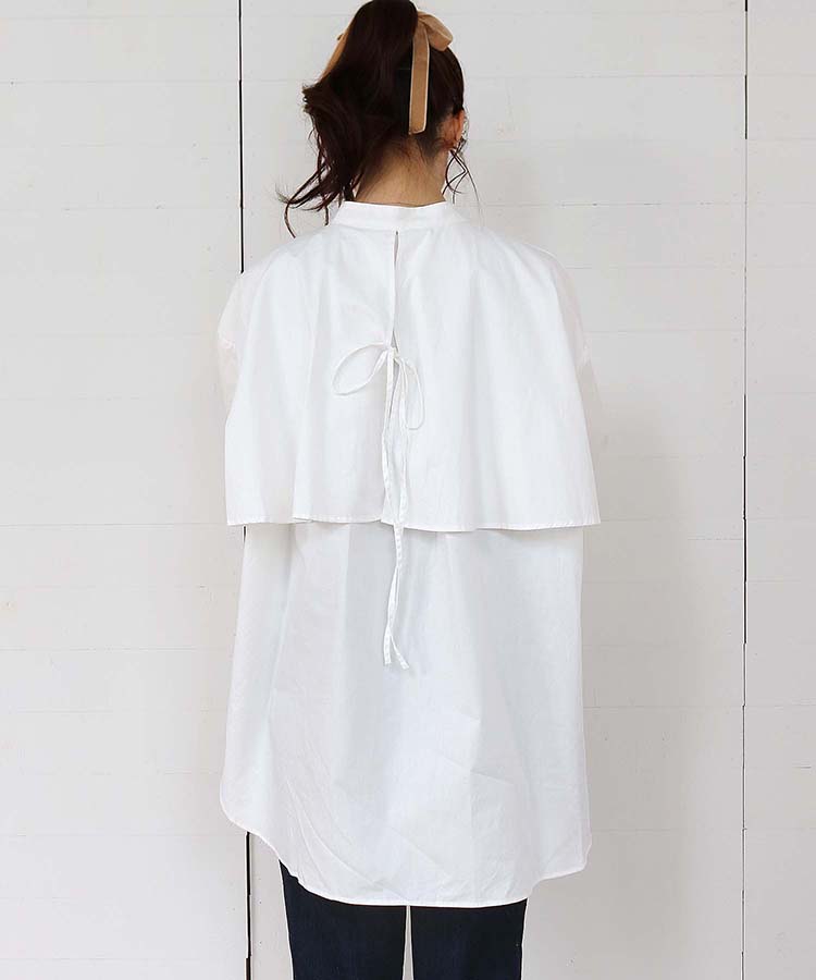≪SALE≫ノーカラー後ろリボンブラウス