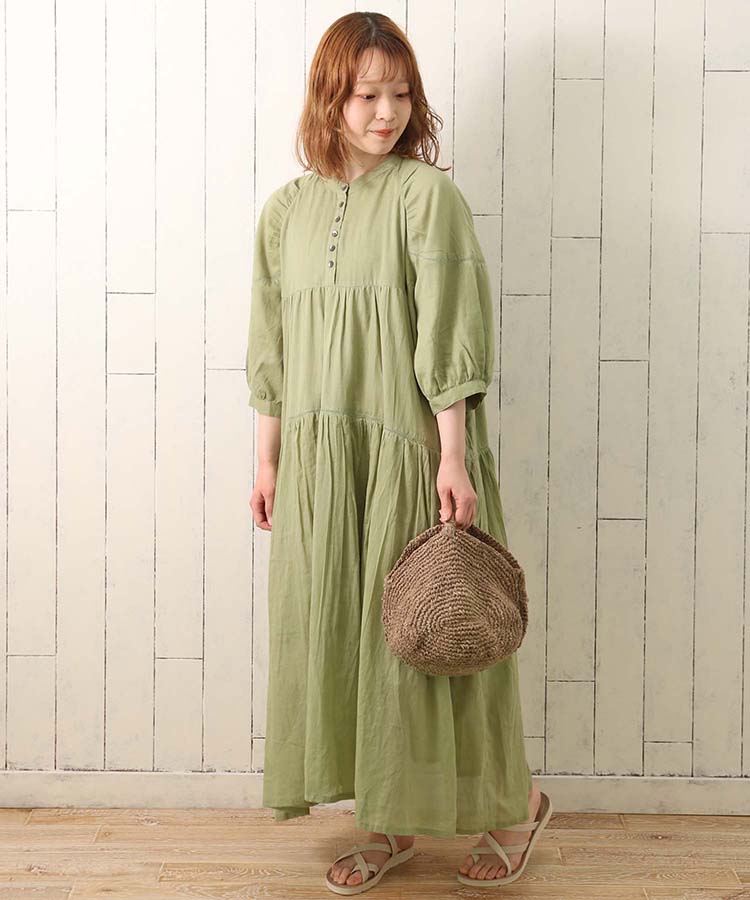 ≪OUTLET≫コットンボリューム袖ワンピース