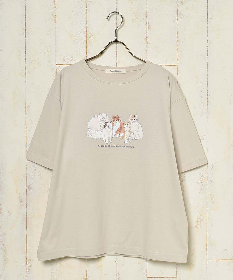 ≪OUTLET≫いぬねこプリントTシャツ