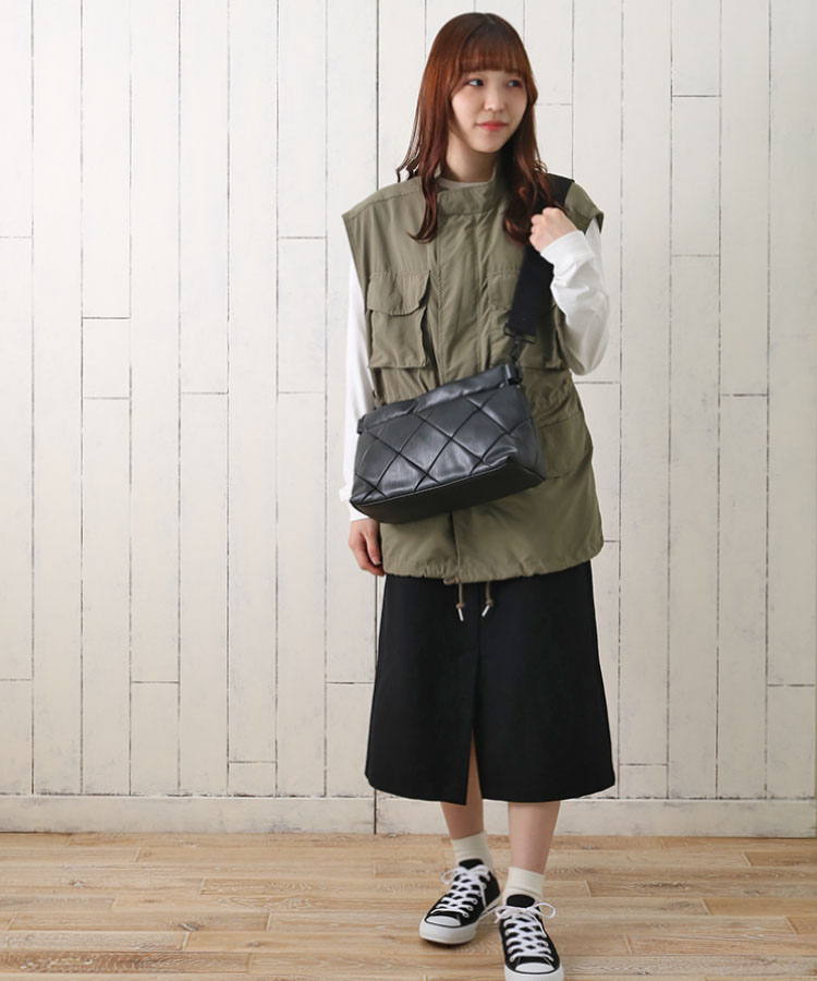 ≪SALE≫パファー合皮パッチワークメッセンジャーバッグ