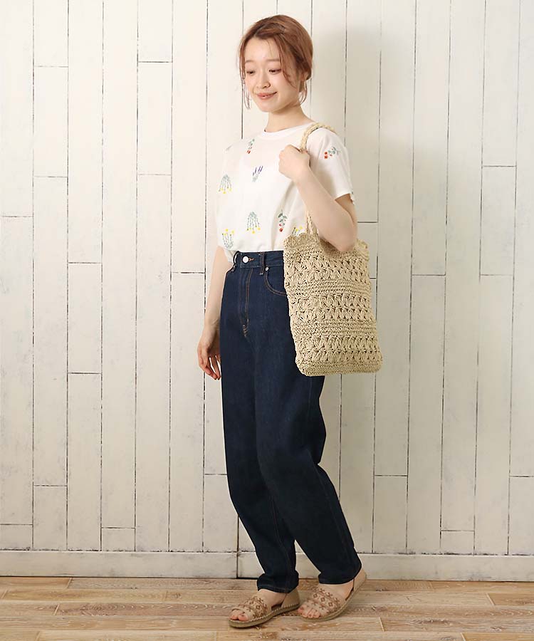 ≪SALE≫切り替え刺繍Ｔシャツ フラワー