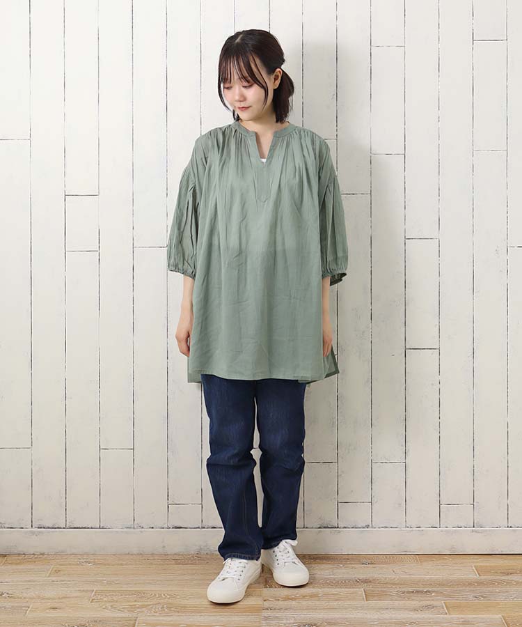 ≪SALE≫スキッパーチュニックブラウス