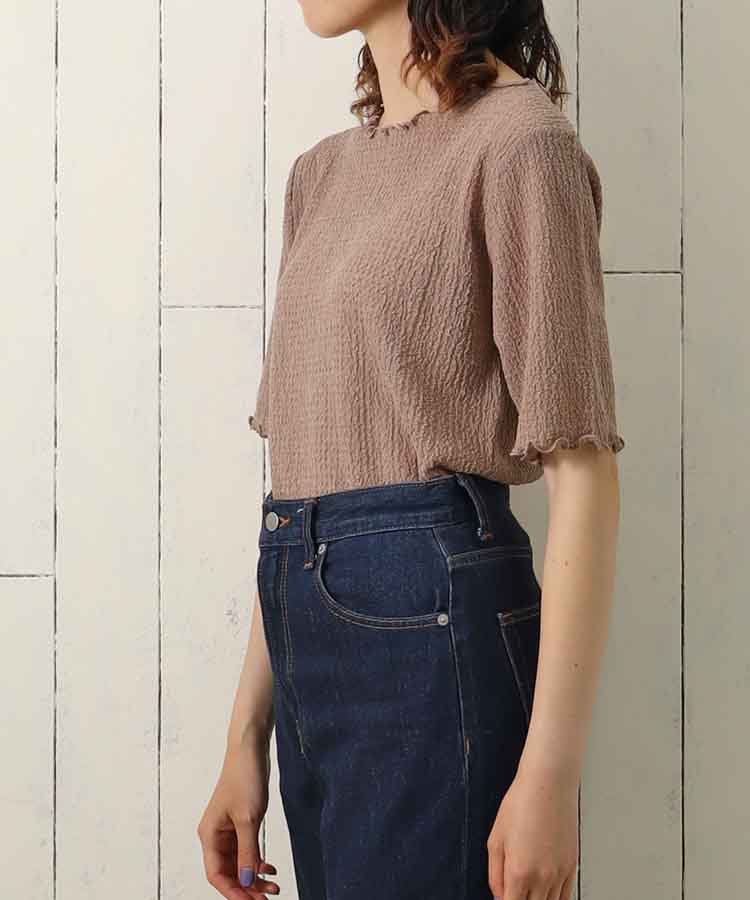 ≪SALE≫バブルシャーリングクルーネックTシャツ