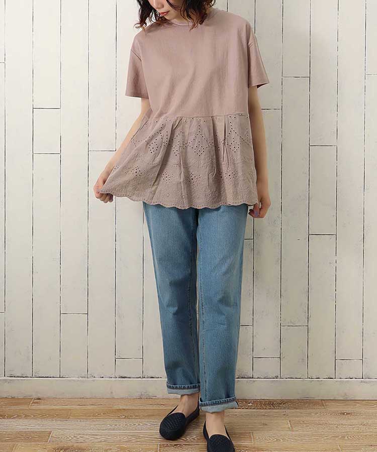 ≪SALE≫冷感カノコスカラップレース切替プルオーバー