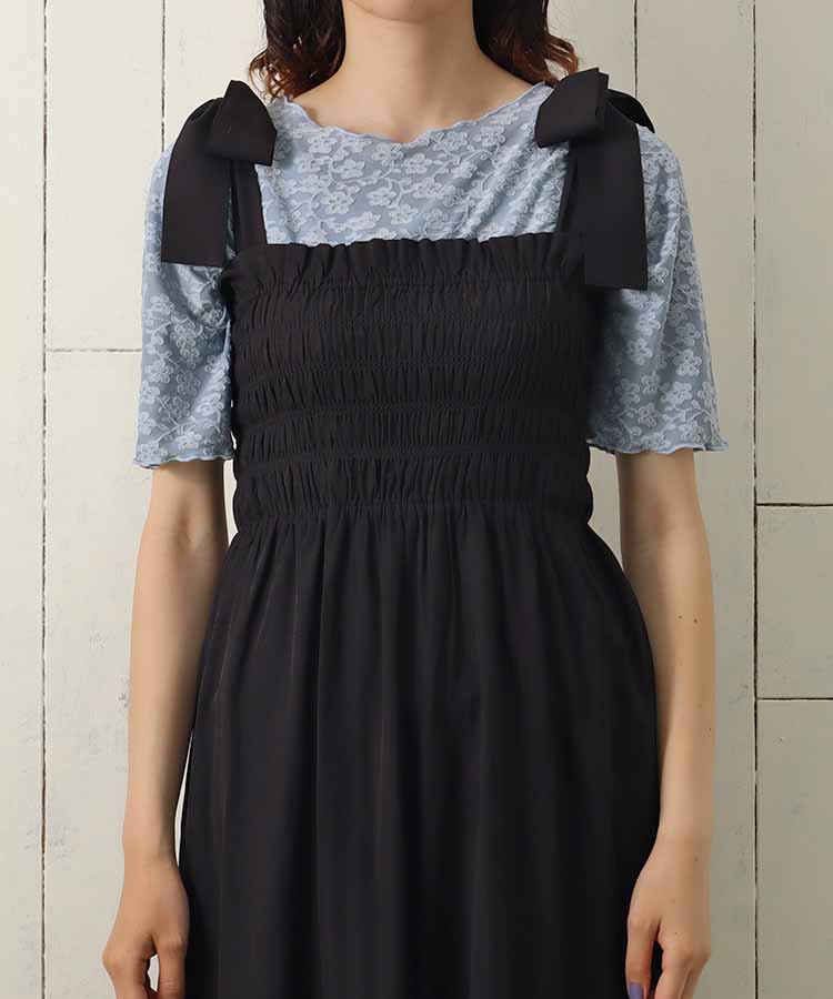 ≪SALE≫ショルダーリボンジャンパースカート