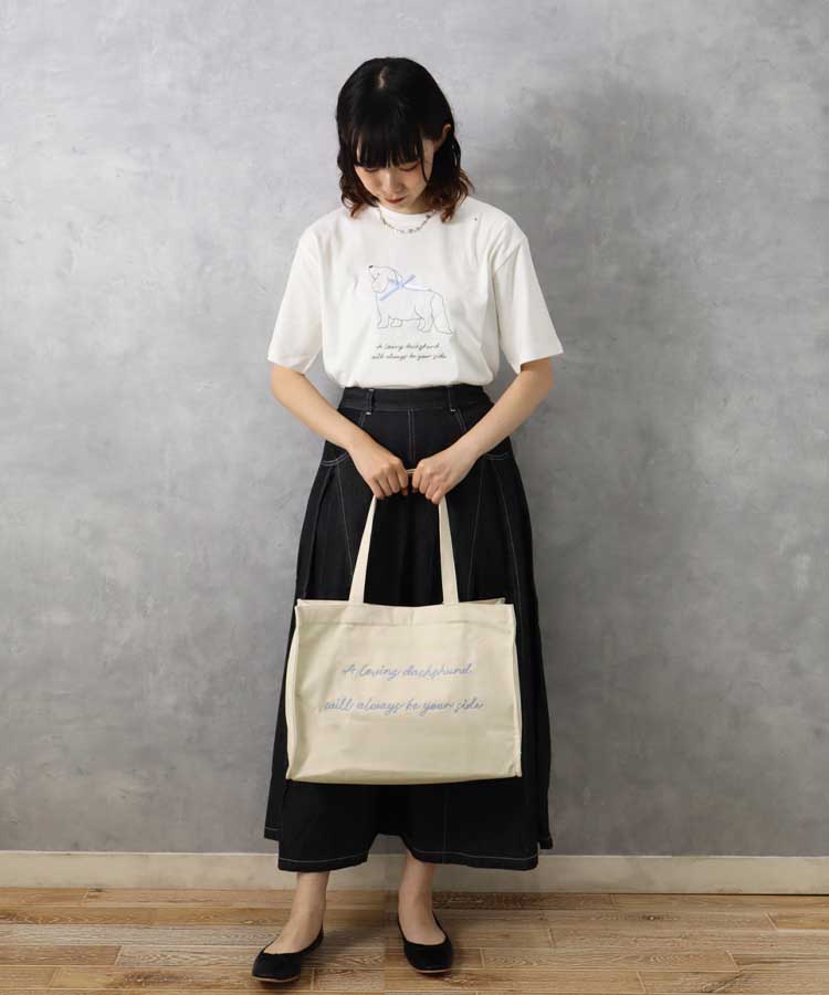 le petaleダックス刺繍リボンTシャツ