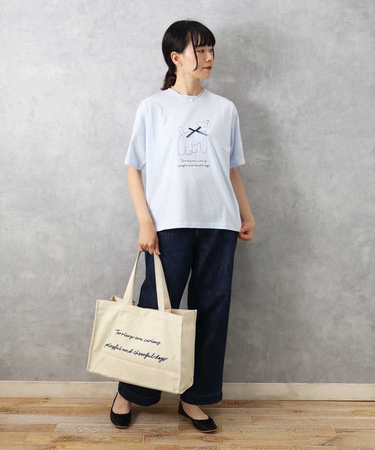 le petaleテリア刺繍リボンTシャツ