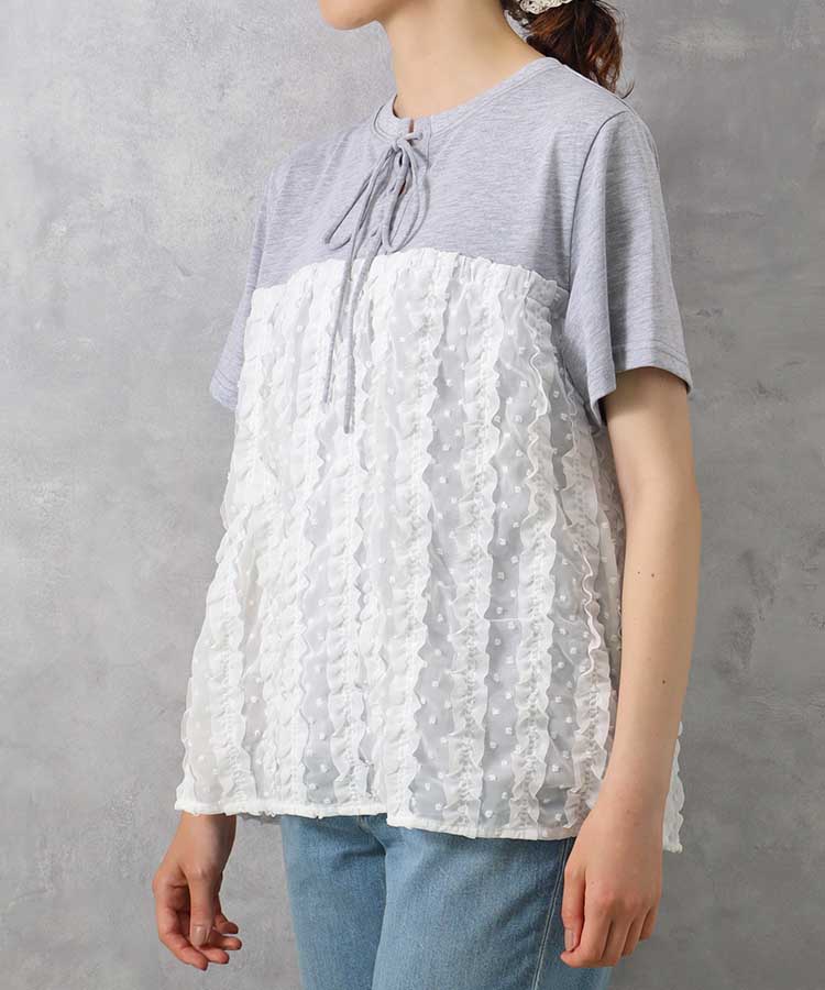 le petaleドビーフリル切り替えＴシャツ