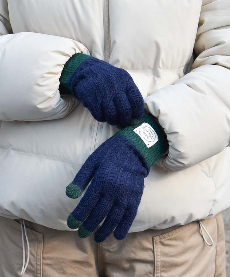 ≪SALE≫スマホタッチ配色ニットグローブ