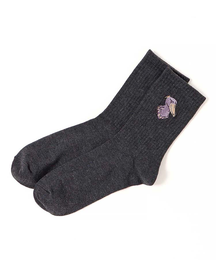 動物刺繍付きクルーソックス