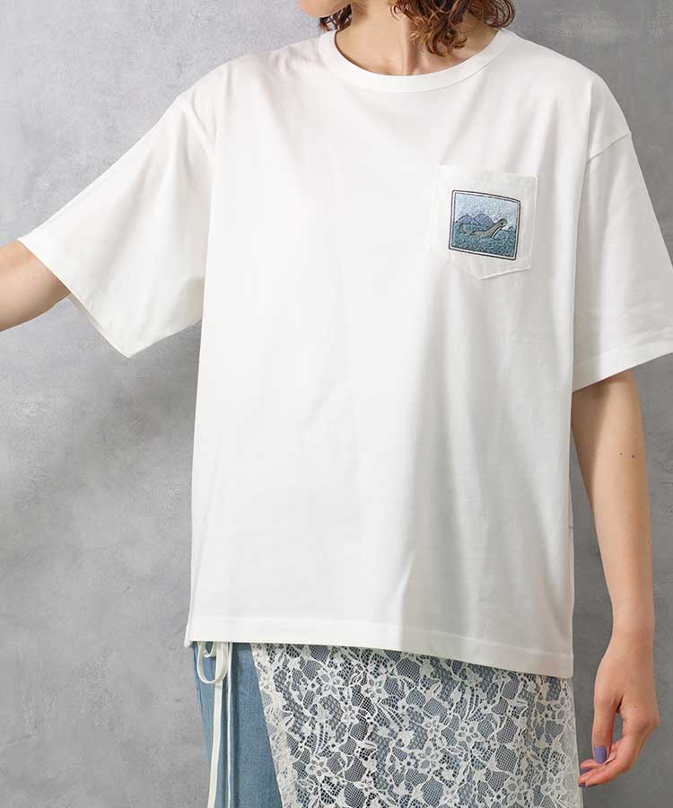 ★入手困難★希少 ネックロゴポケットTシャツ 半袖 カットソー 刺繍ロゴ半袖Tシャツ 【洗濯機OK/ユニセックス】（Tシャツ